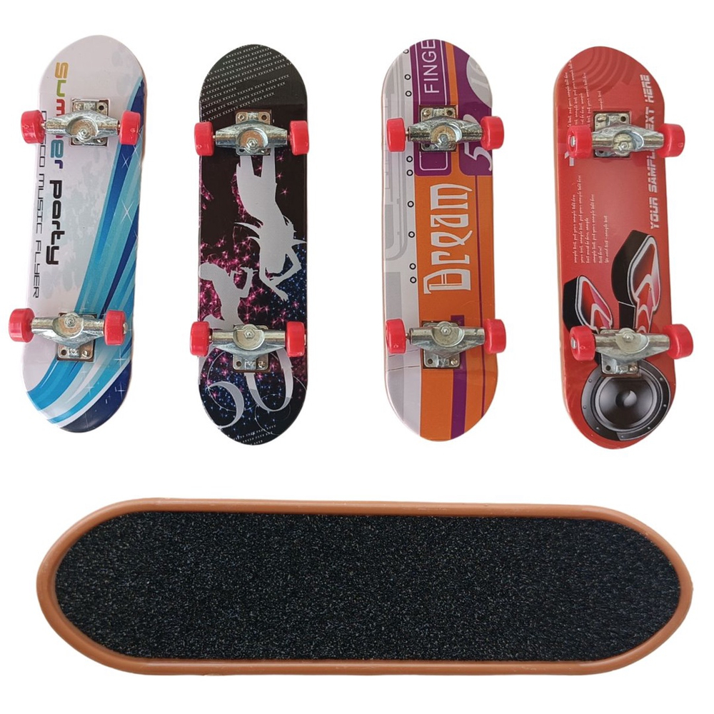 Kit 5 Skate De Dedo Fingerboard Sk8 Truck Lixa Miniatura