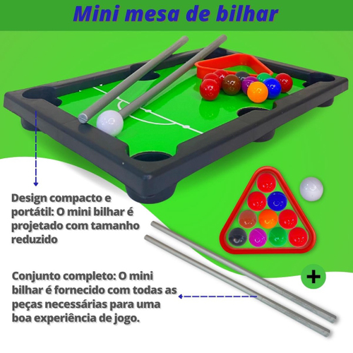 Jogo Mini Mesa De Sinuca Snooker Bilhar Infantil na Americanas