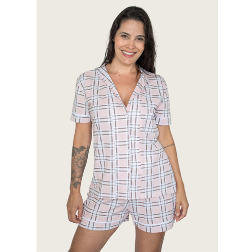 Pijama Xadrez Rosa – Margata