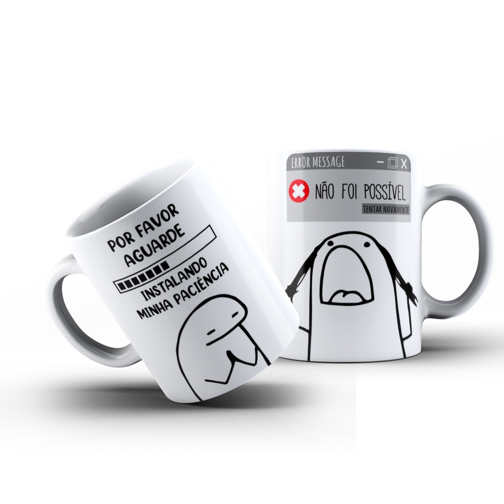 Caneca Flork Meme Instalando Minha Paciência - Xicara de Café