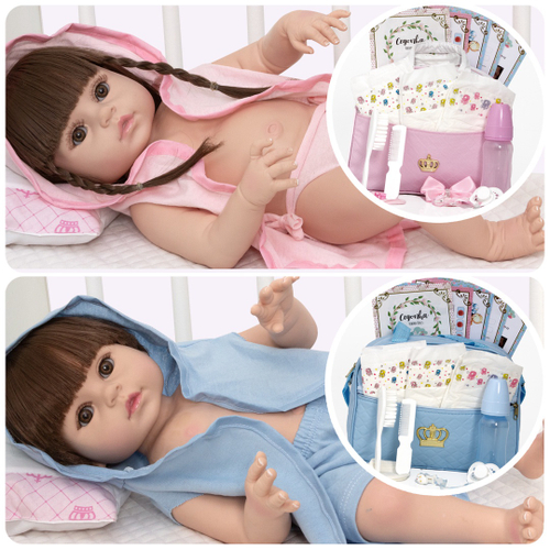 Bebê Reborn Gêmeos Com Enxoval Corpo De Silicone