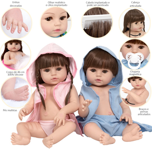 Gêmeos Boneca Bebê Reborn menino e menina barato Com Enxoval. em Promoção  na Americanas