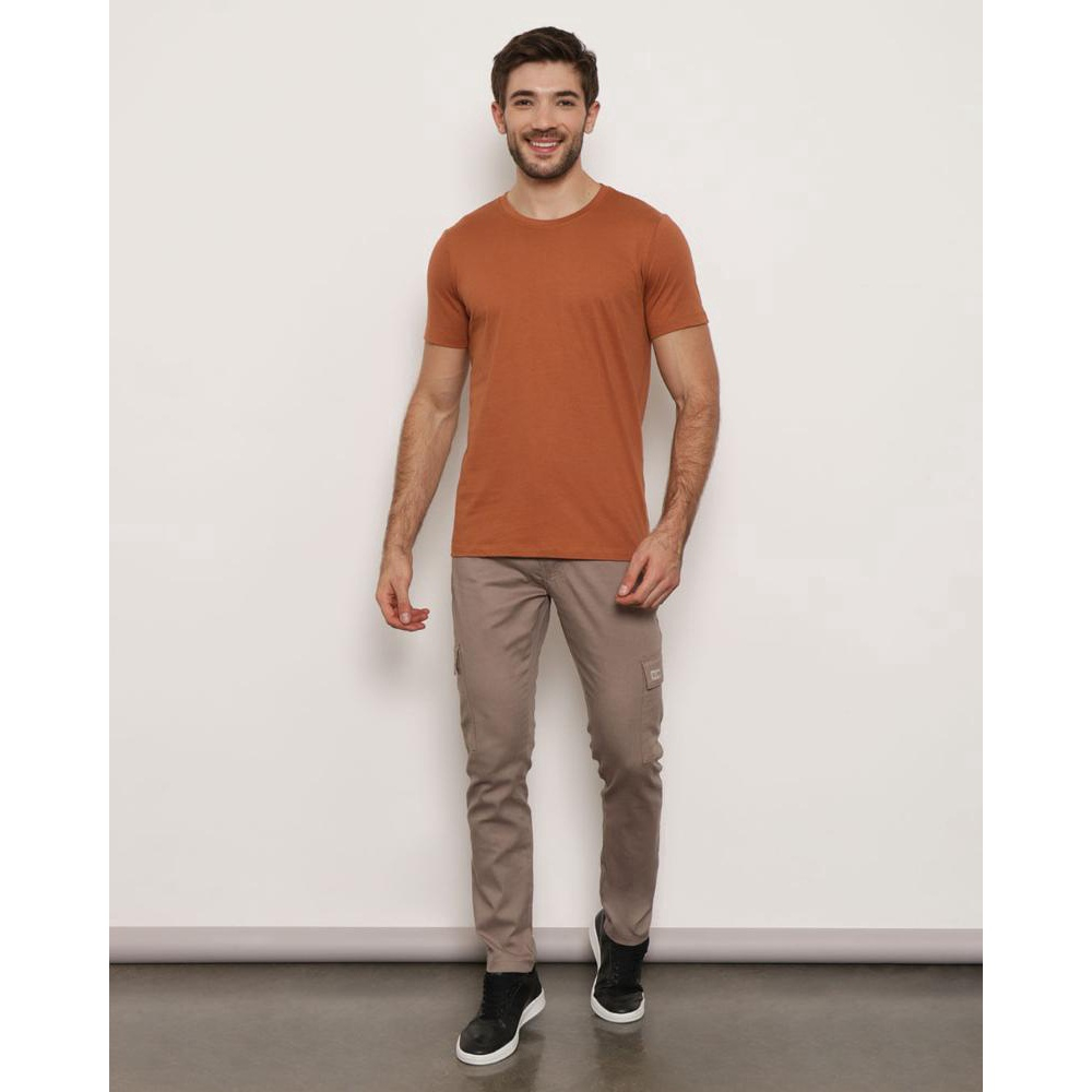 Cal a Jeans Color Masculina Vizzy Bolso Cargo Bege em Promo o na