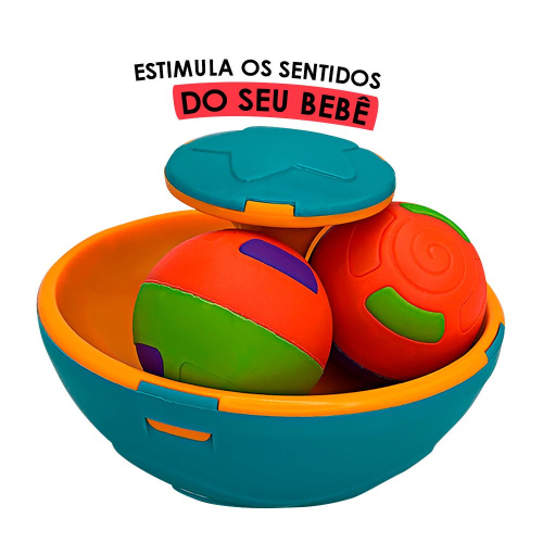 Pião Brinquedo Gira Ball Com 2 Bolinhas Chocalho Interativo