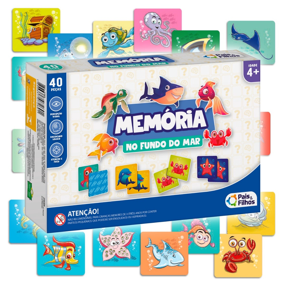 Jogo Da Memoria Animais Fofinhos Do Fundo Do Mar Educativo em Promoção na  Americanas