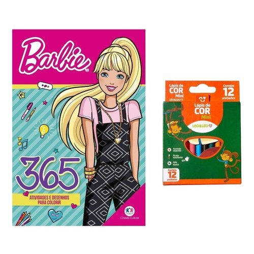 2 Revistas infantis ler e colorir Barbie com lápis de cor +