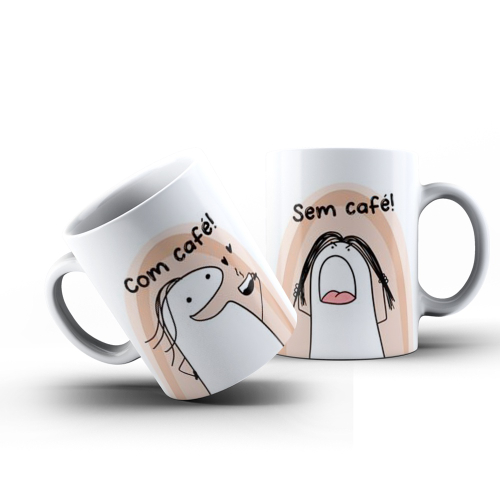 Caneca Flork Meme Com Café, Sem Café