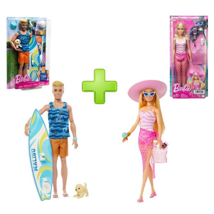 Kit Boneca Barbie + Boneco Ken Surfista Na Praia Acessórios em Promoção na  Americanas