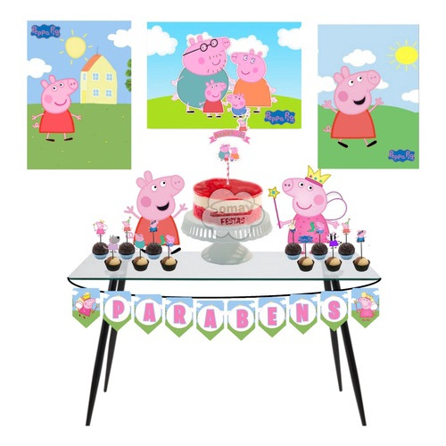 Peppa e George Pig Painel Parede Festa