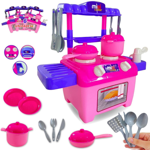 Antigo jogo de panelinha e utensílios de cozinha infant