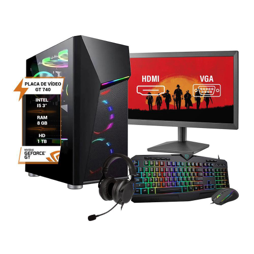 Computador Gamer Completo com Monitor LED Intel Core i5 8GB HD 500GB  (Nvidia Geforce gt) Kit gamer com mousepad EasyPC Light na Americanas  Empresas