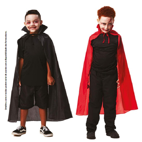 Fantasia Vampiro Infantil Halloween com Capa e Foice