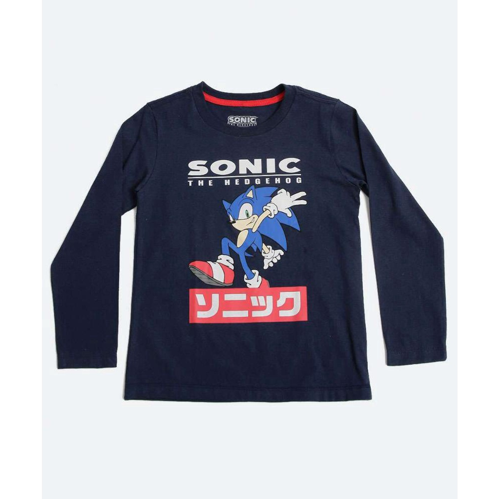 Camiseta Infantil Estampa Sonic - Tam 4 a 12 Anos Azul