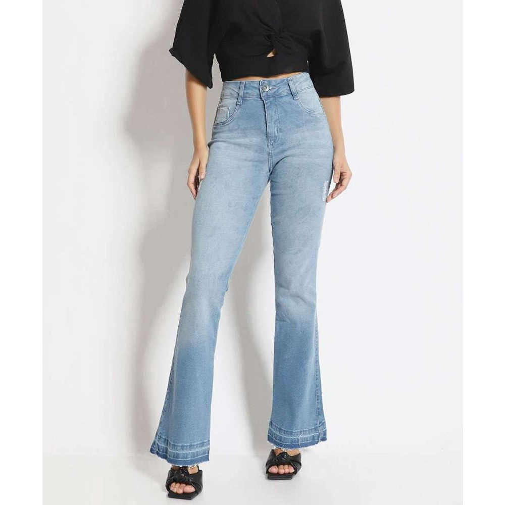 Cal a Jeans Flare Feminina Cintura Alta Biotipo 42079 em Promo o