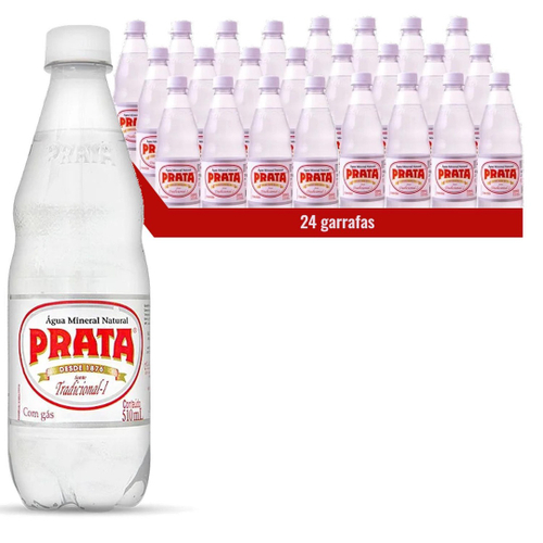 Água Mineral c/ Gás Prata Garrafa de Vidro 300ml