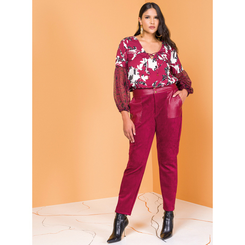 Calça couro shop fake plus size