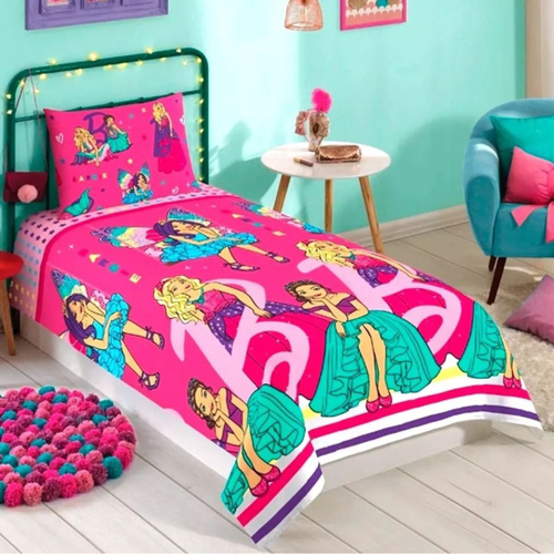 Jogo Cama Menina Barbie 100% Algodão 3 Peças 150 Fios Mattel