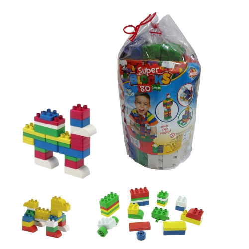 Kit Blocos Infantil Bolsa Com 180 Peças Grandes - Maptoy