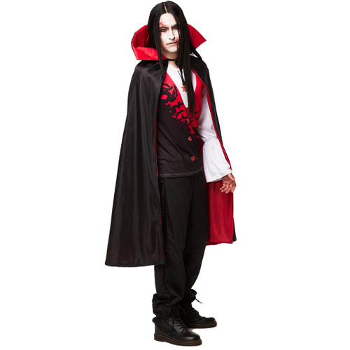 Fantasia Drácula Vampiro Halloween Adulto Roupa e Capa Luxo - 7