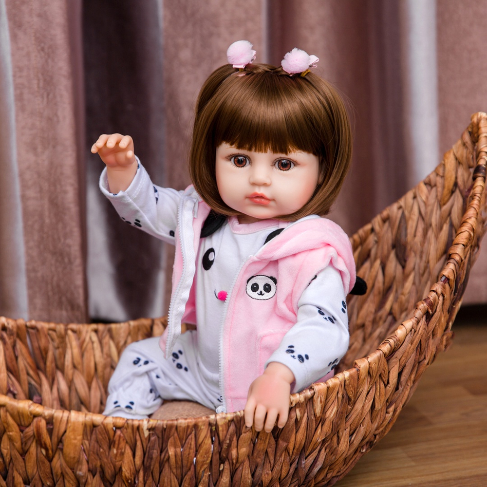 Boneca Bebe Sweetie Reborn(R) Urso Panda Silicone Doll- 48cm