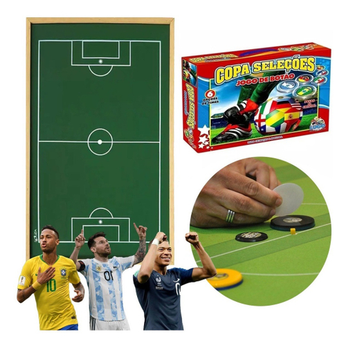 Jogo Futebol De Botão Completo Com Seleções 6 Times Original