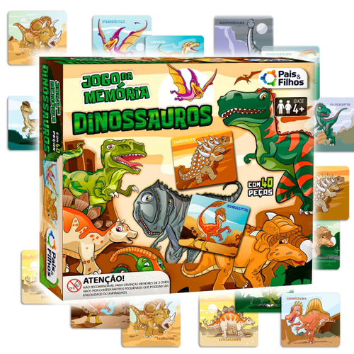 Jogo da Memória Dinossauros – Zepelim Brinquedos Educativos