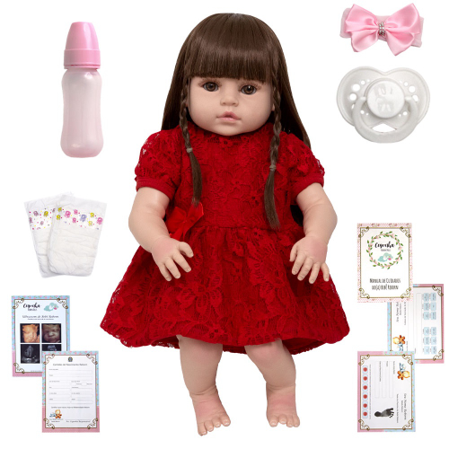 Boneca Bb bebê Reborn Reborne Menina Realista Envio Imediato Vestido De  Princesa Vermelho em Promoção na Americanas