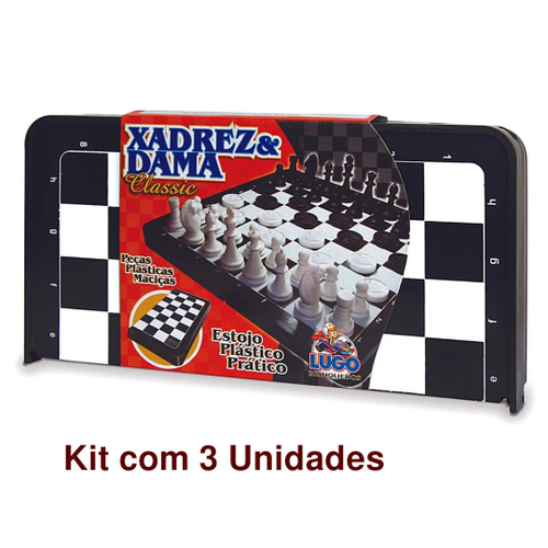 Kit 3 jogo xadrez E dama classic tabuleiro estojo pç maciças em Promoção na  Americanas