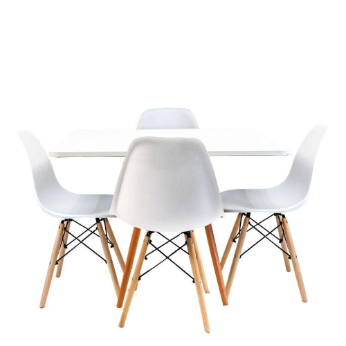 Conjunto Mesa Retangular com Base 6 Cadeiras MDF Branco e Preto Lilies  Móveis – Lilies Móveis