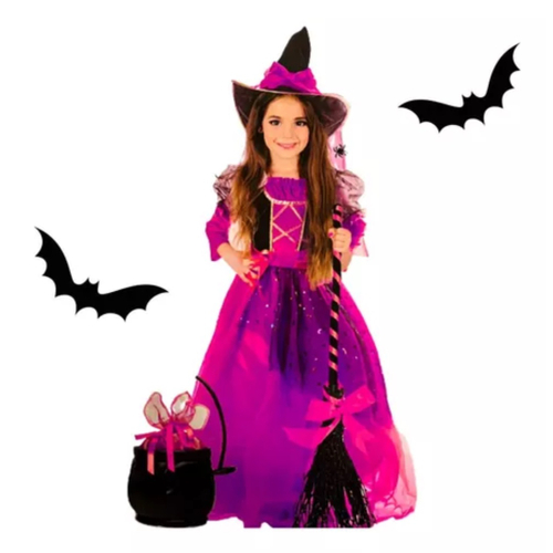 Vestido Fantasia Bruxa Halloween Com Chapéu - GRIFFE BKT