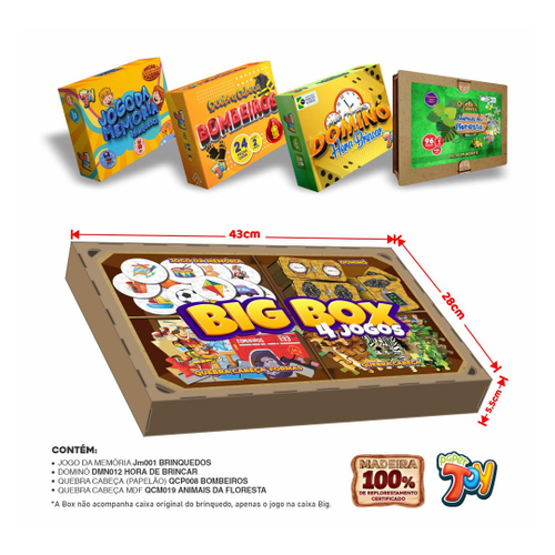 Jogo Infantil Big Box 4 Jogos Educativo Peças Grande Madeira