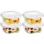 Conjunto 4 Potes De Vidro Hermetico 800ml Marmita Porta-Mantimentos Retangular Tampa Com Vedacao Em Silicone
