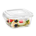 Pote De Vidro Hermetico 520ml Marmita Porta-Mantimentos Quadrado Tampa Com Vedacao Em Silicone