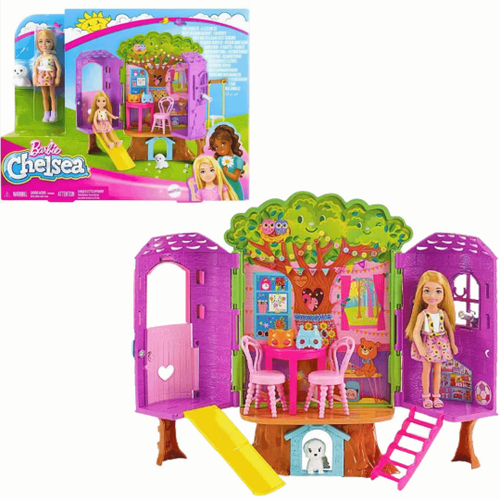 Casa da Barbie de 3 andares com guarda-sol pop-up, multicolorida