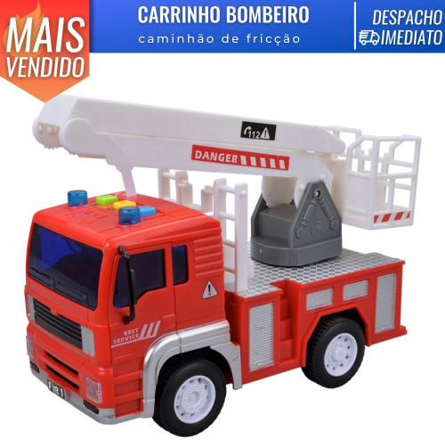 CAMINHÃO DE BOMBEIRO COM LUZ E SOM E FRICÇÃO