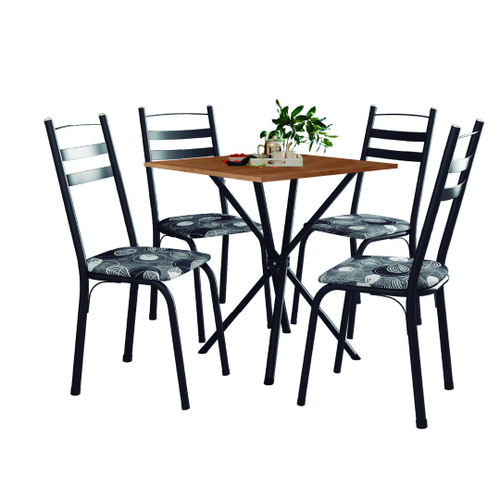 Conjunto Mesa de Jantar Preto Dubai 1,35m mdf com 4 Cadeiras Castanho /  Cacau em Promoção na Americanas