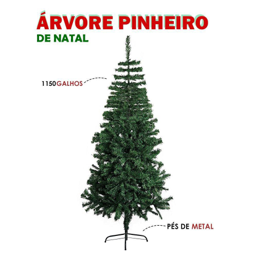 Arvore De Natal 1,80 M 200 Galhos Pinheiro Verde Cheia Luxo