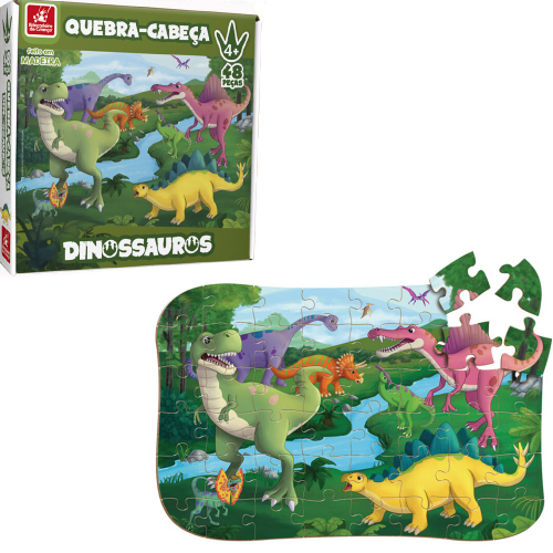 Kit 2 Quebra Cabeças Dinossauro Infantil Criança 48 E 30 Pc