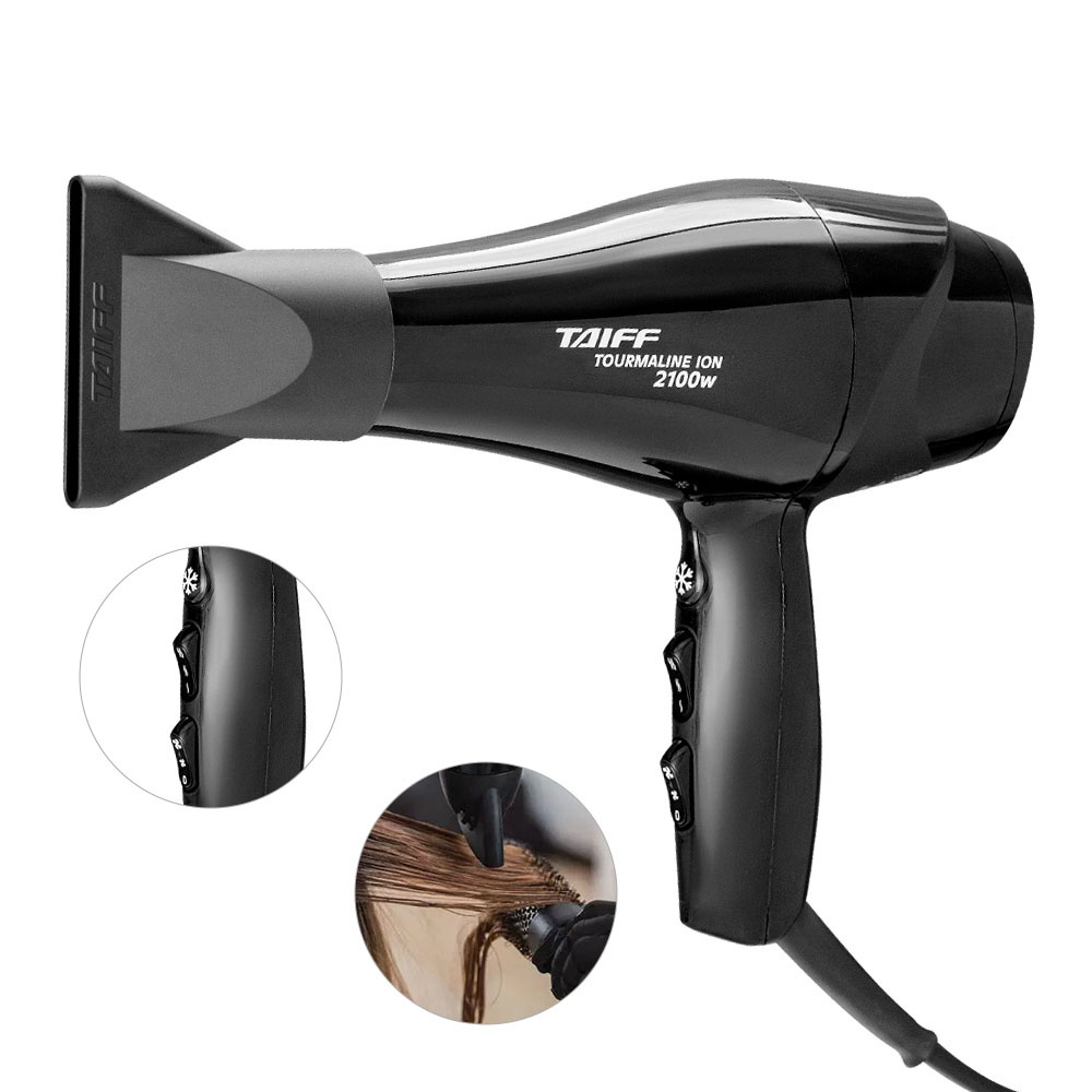 Secador de cabelo Taiff Elegance Tourmaline Íon preto 127V