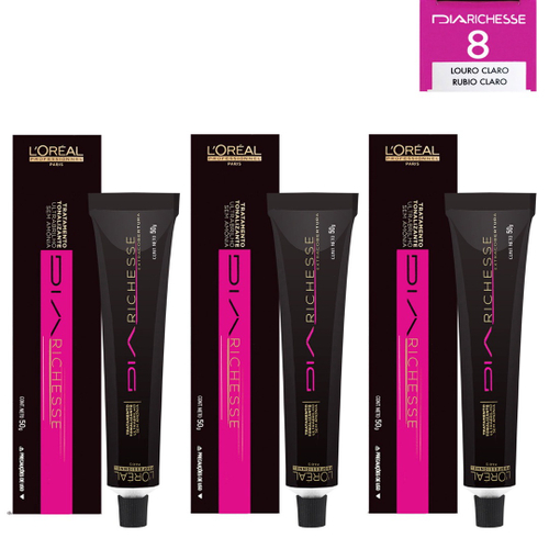 Loreal Kit Dia Richesse Tonalizante 8.0 Louro Claro Profundo 50g + Rev. 15v  em Promoção na Americanas