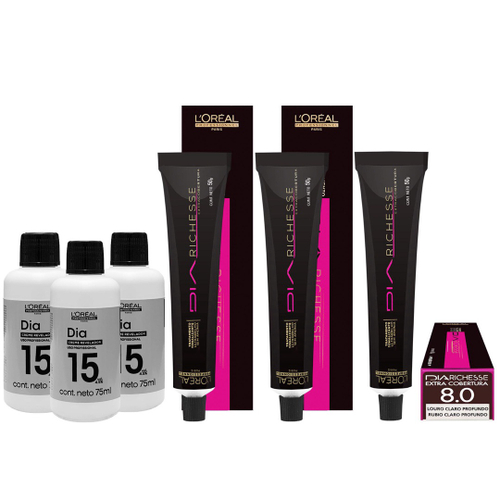 Loreal Kit c/3 Dia Richesse Tonalizante 6.0 Louro Escuro Profundo 50g em  Promoção na Americanas