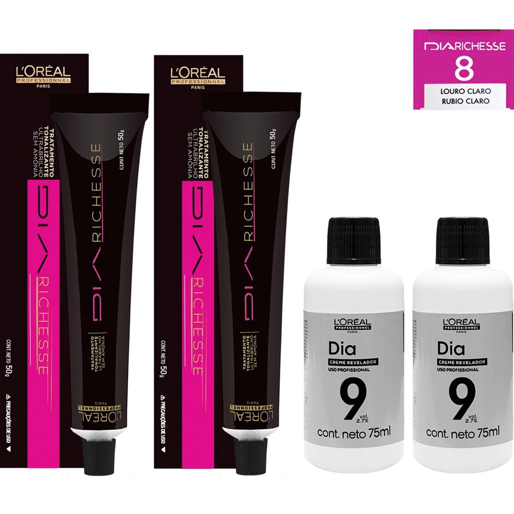 Kit Loreal Dia Richesse Tonalizante 2 Nº8.0 + 2 Revel. 15vol em Promoção na  Americanas