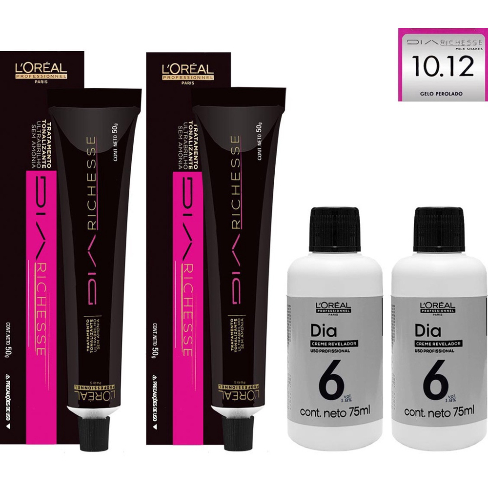 Loreal Kit Dia Richesse c/ 2 Tonalizantes 10.12 Gelo Perolado 50g + 2 Rev.  6v 120 ml em Promoção na Americanas