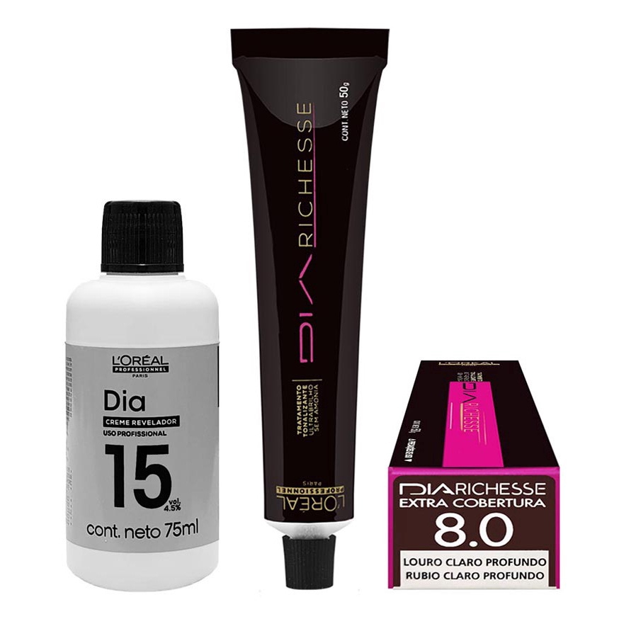 Kit Loreal Dia Richesse Tonalizante 2 Nº8.0 + 2 Revel. 15vol em Promoção na  Americanas