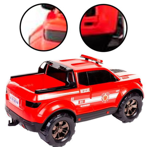 Brinquedo Caminhão Miniatura Bombeiros Resgate Vermelho A Fricção