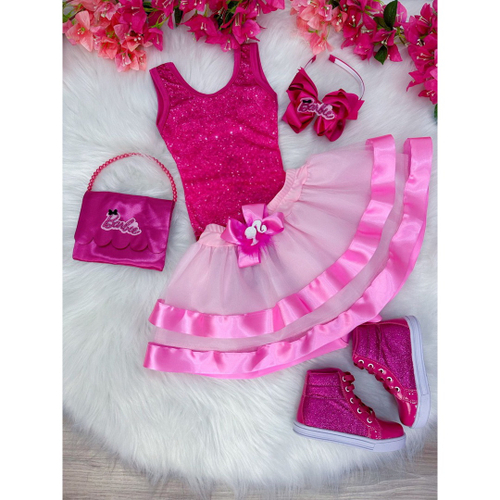 Body Fantasia Barbie Infantil Menina Roupa Barbie Festa - Tha tha