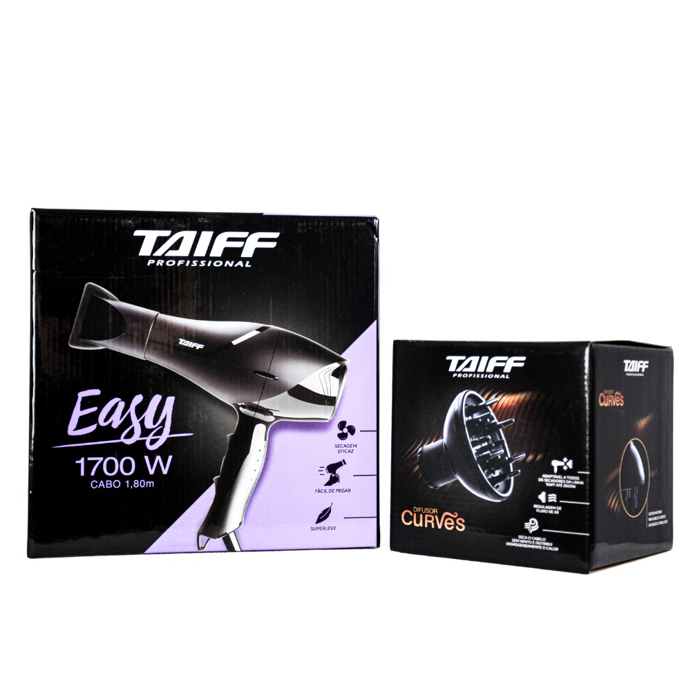 Kit Taiff Secador Easy 1700w Profissional Difusor De Cachos