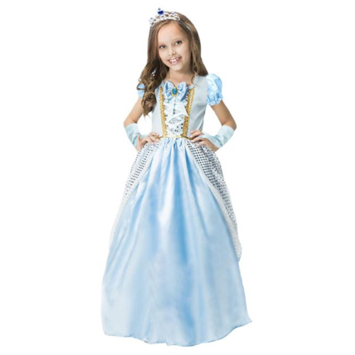 Vestido Azul Festa Infantil Daminha Luxo Tema Cinderela E Tiara em Promoção  na Americanas