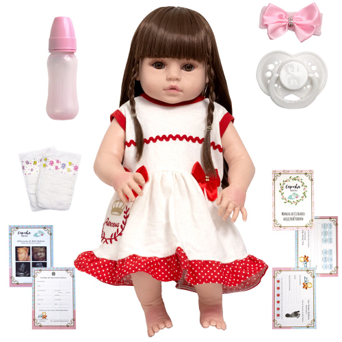 Boneca Bb bebê Reborn Reborne Menina Realista Envio Imediato Vestido De  Princesa Vermelho em Promoção na Americanas