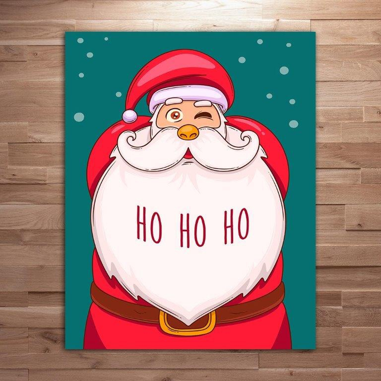 Natal - Placa Decorativa para Porta ou Parede - Ho Ho Ho, Feliz